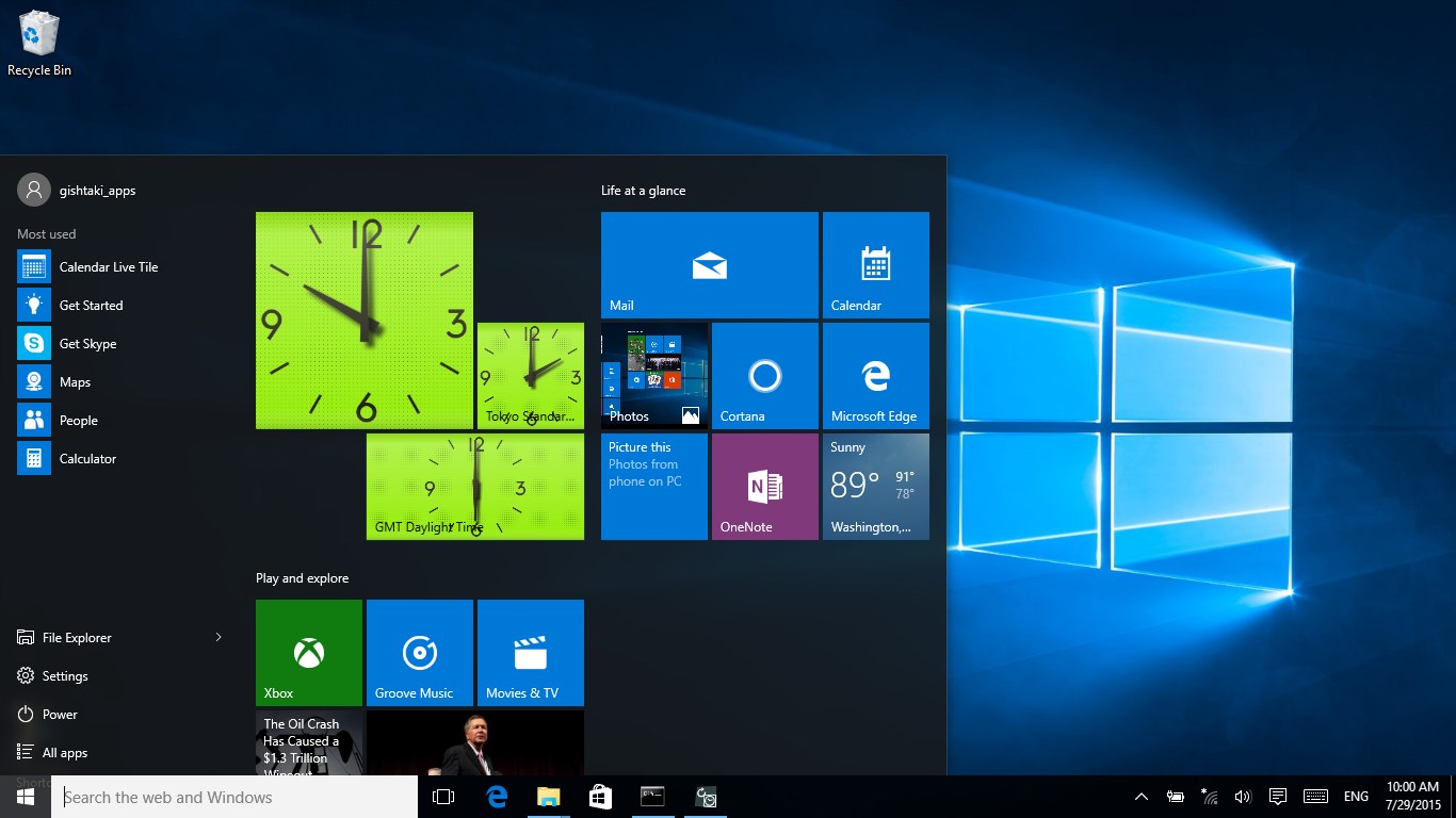 Analog Live Tile Clock for Windows 10
