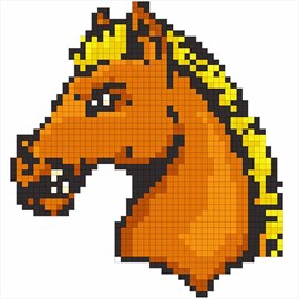 Horse Color By Number: Pixel Art, Animal Coloring Book