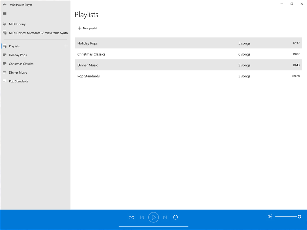 #2. MIDI Playlist Player (Windows) 作者: Dotted Decimal Software