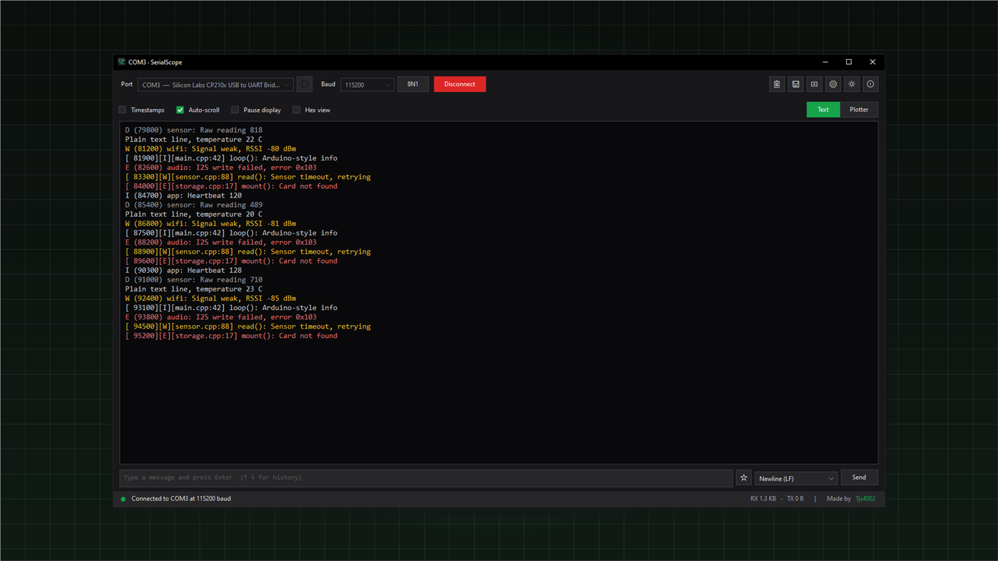 #1. Serial Scope (Windows) Od: Tjs4002