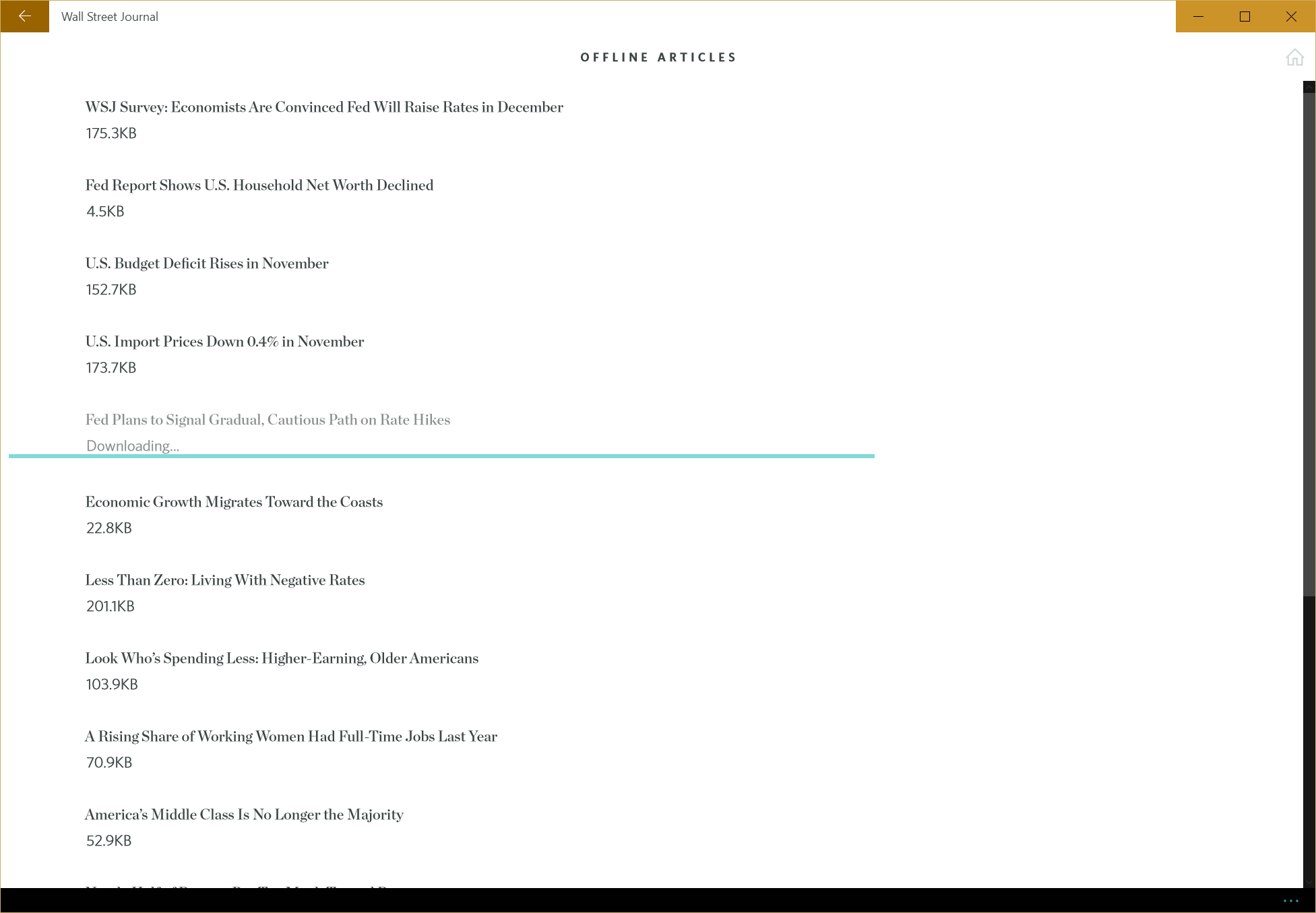 Screenshot: Support for downloading content for offline viewing
