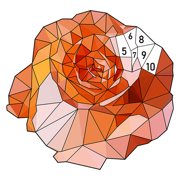 Flowers Poly Art - Color By Number