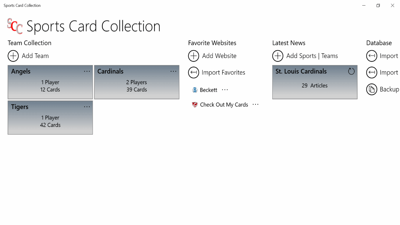Sports Card Collection for Windows 10