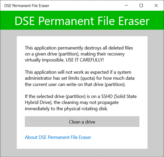 DSE Permanent File Eraser screenshot 1