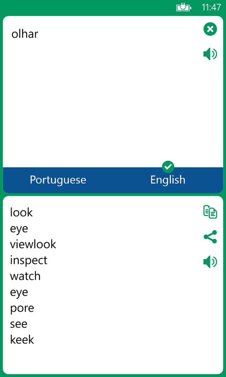 Portuguese English Translator for Windows 10 Mobile