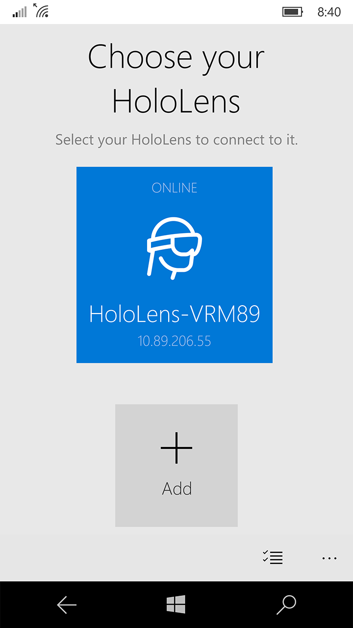 Microsoft HoloLens screenshot
