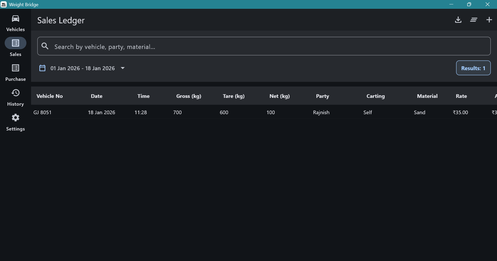 WeightBridge CRM Records View
