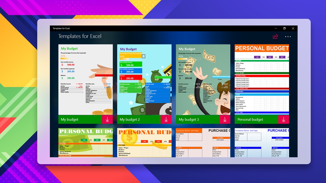 Templates for Excel Free - Microsoft Store Applications