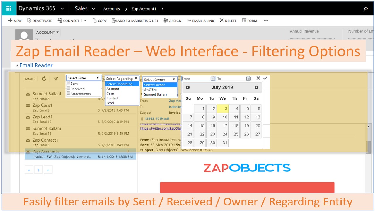 Snapshot 2 of Zap Email Reader