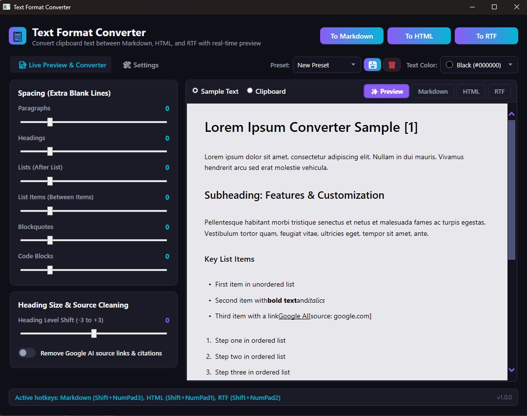 Text Format Converter - Windows に無料でダウンロードして