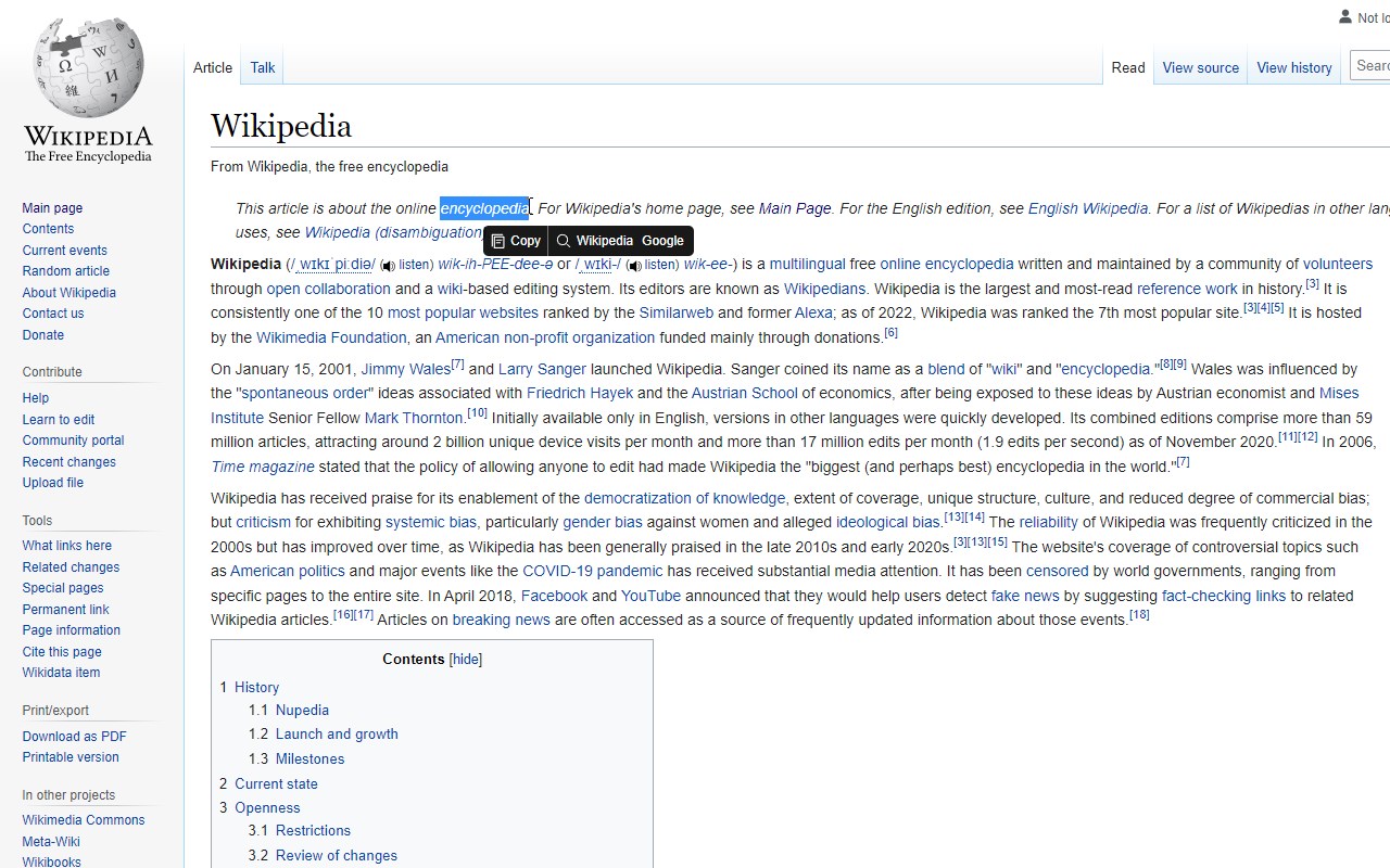 Assistant for Wikipedia