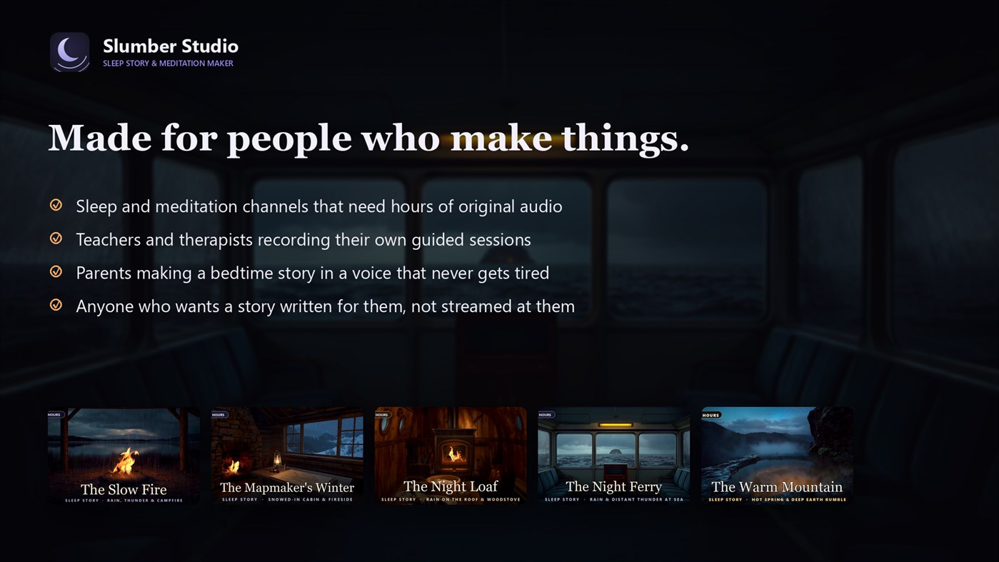 #10. Slumber Studio — AI Voiceover & Audiobook Maker (Windows) By: manxlr