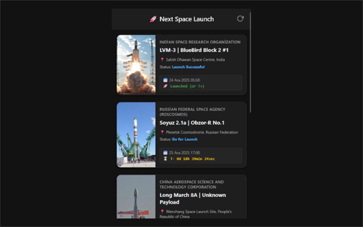 Next Space Launch