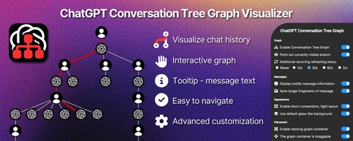 ChatGPT Conversation Tree Graph Visualizer - Dynamic & Interactive History marquee promo image