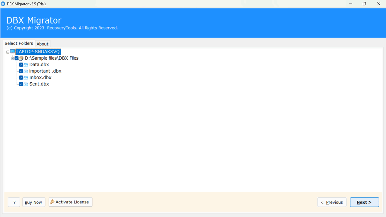 Snapshot 4 of RecoveryTools for DBX to PST Converter