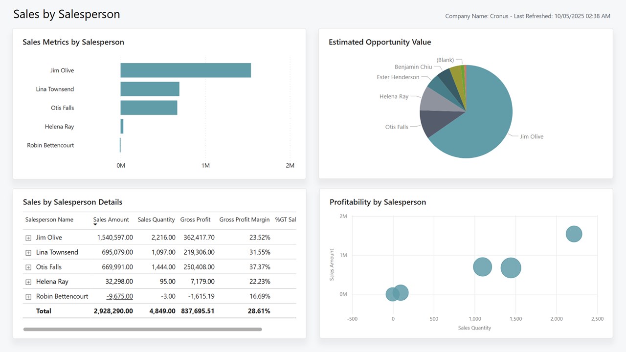 Snapshot 4 of Sales Power BI app for Business Central (26.2)