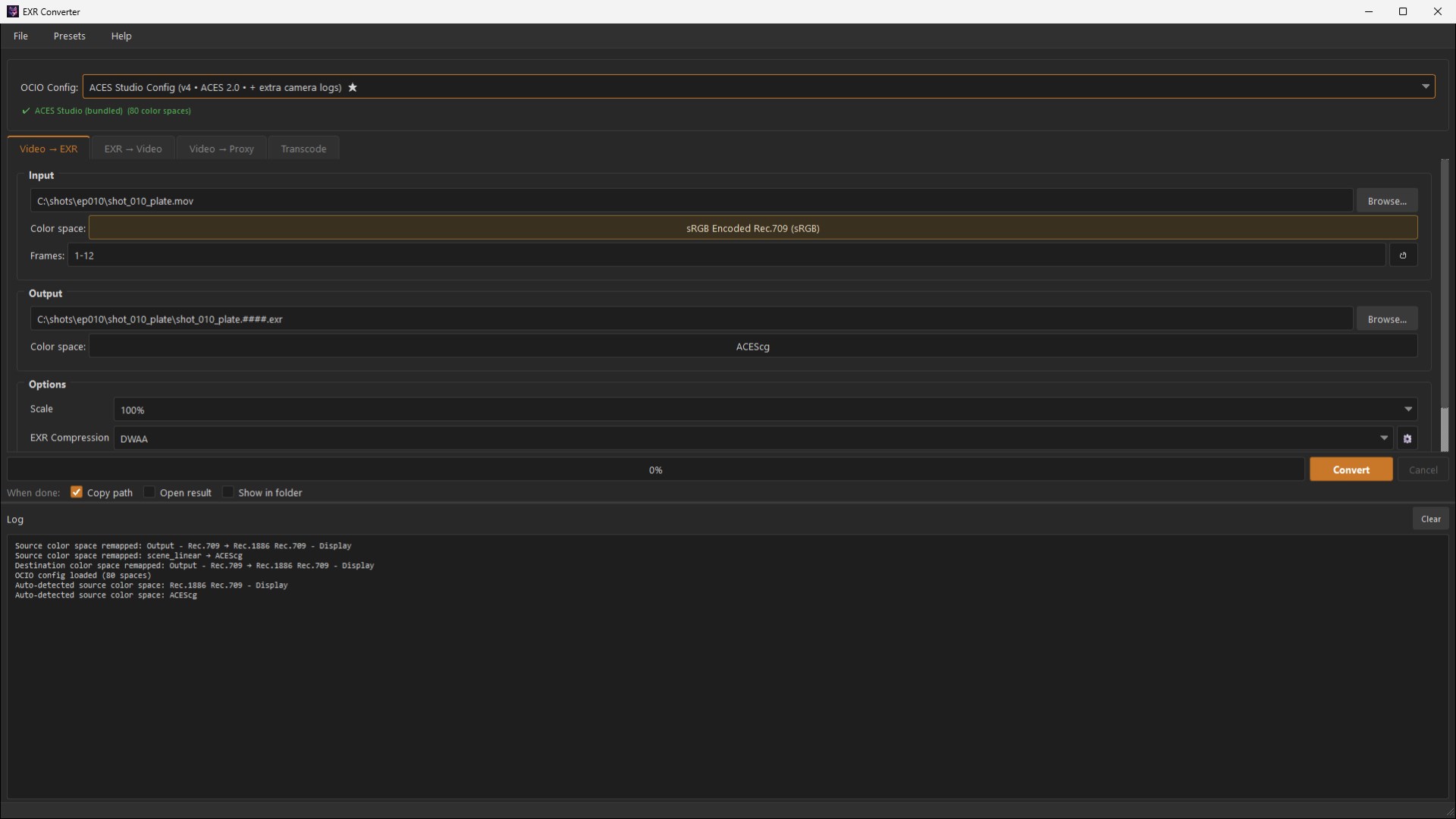 EXR Converter screenshot