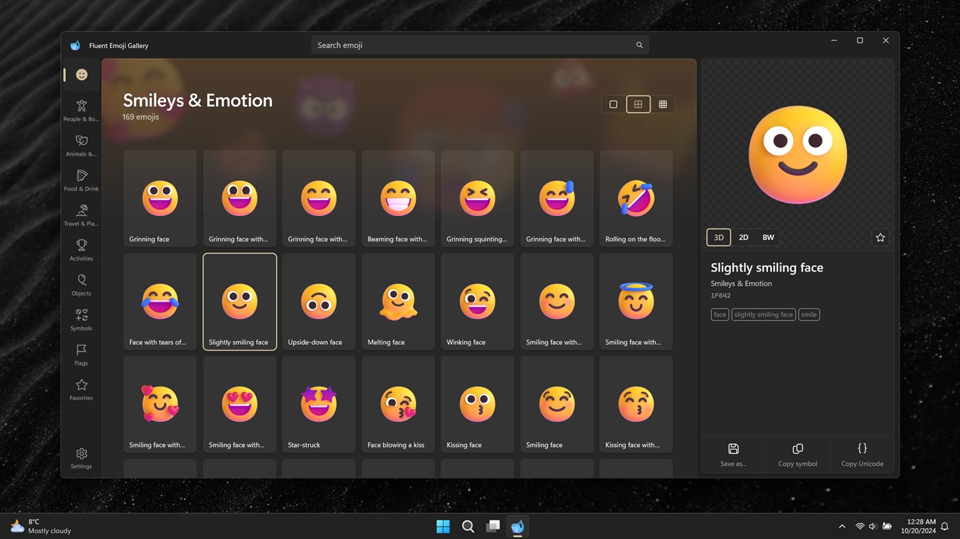 #1. Fluent Emoji Gallery (Windows) 由: Michał Łeptuch