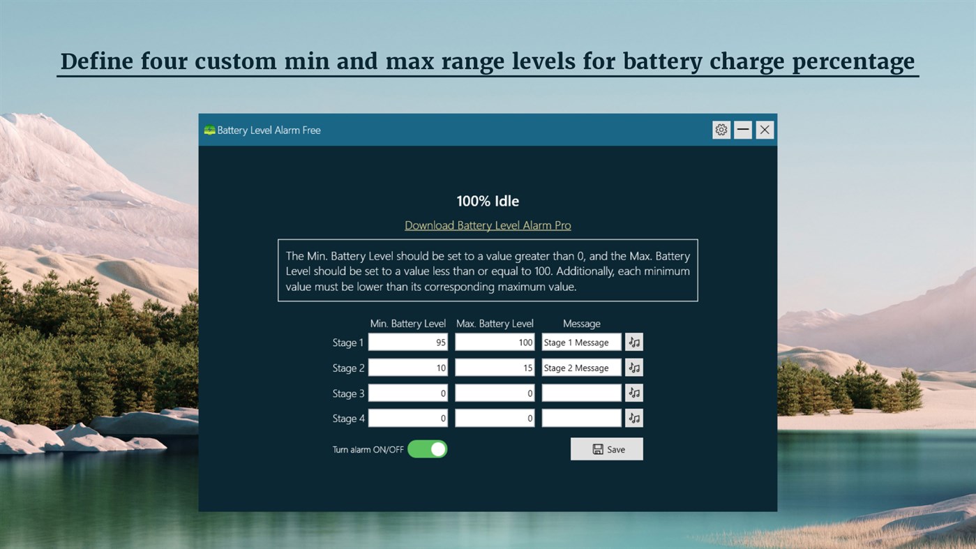 #1. Battery Level Alarm (Windows) 由: Kareem Sulthan