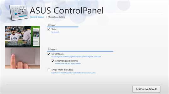 ASUS Control Panel screenshot 1