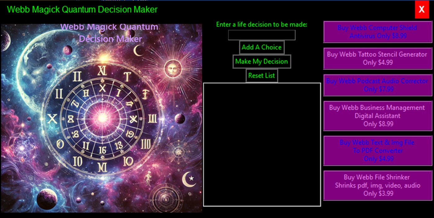 #1. Webb Magick Quantum Decision Maker (Windows) Podle: Webb Software Solutions