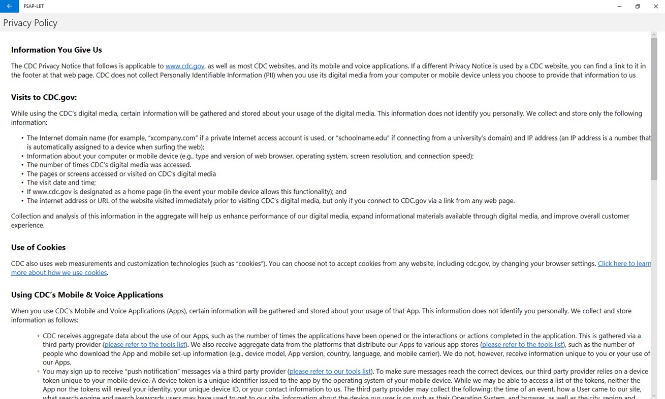 #5. FSAP-LET (Windows) Bởi: Centers for Disease Control and Prevention