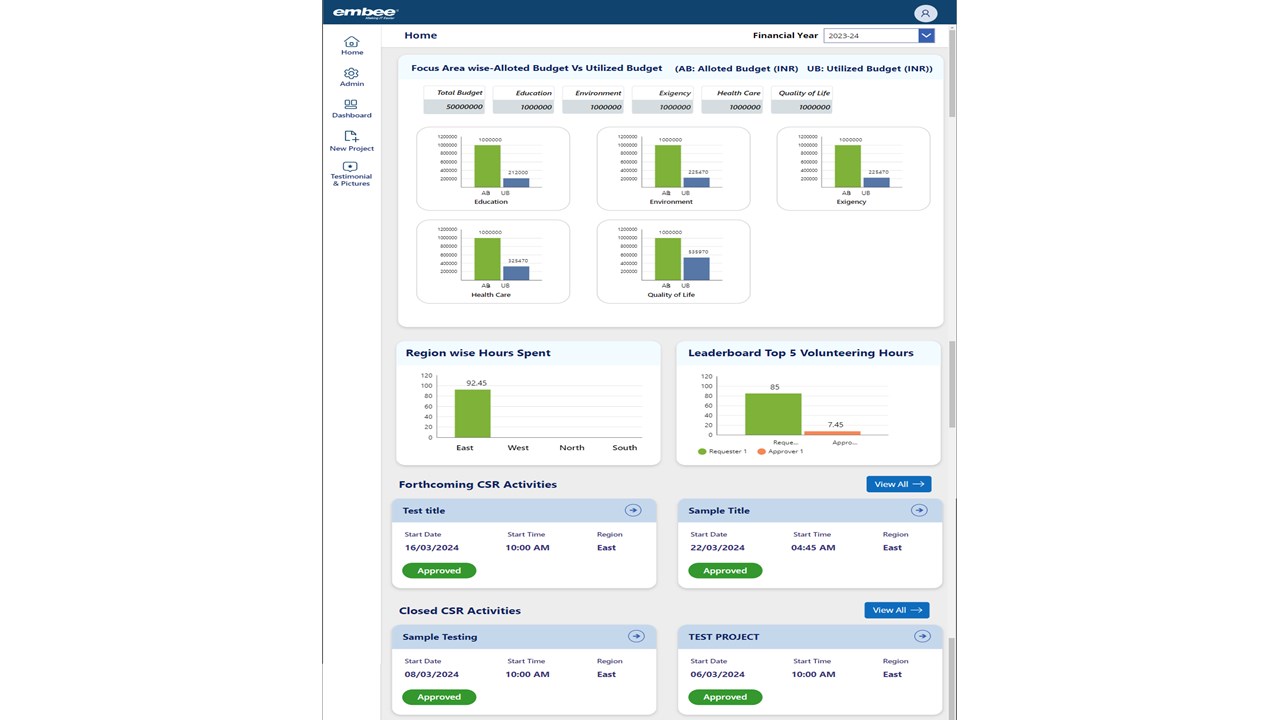 Snapshot 1 of Corporate Social Responsibility App by Embee