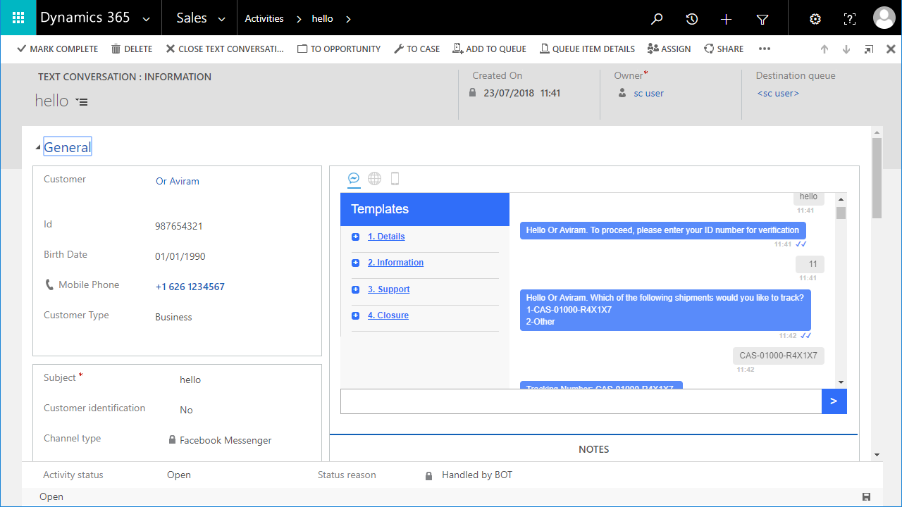 Snapshot 3 of SimpleChat for Dynamics 365