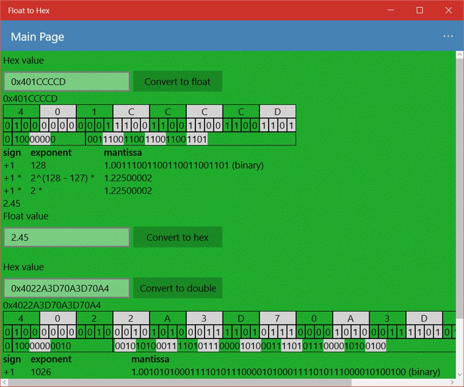 Float to Hex (Windows) 由: gregstoll.com