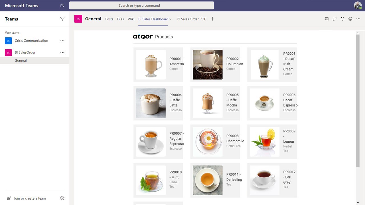 Snapshot 3 of Sales Order App inside Microsoft Teams: 1-Wk Implementation