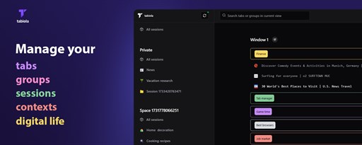 Tabiola: Manage Tabs, Groups, Windows & Sessions marquee promo image