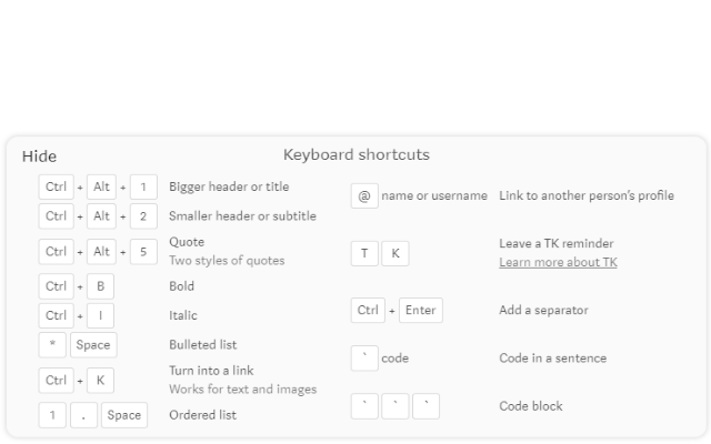 Medium Shortcuts