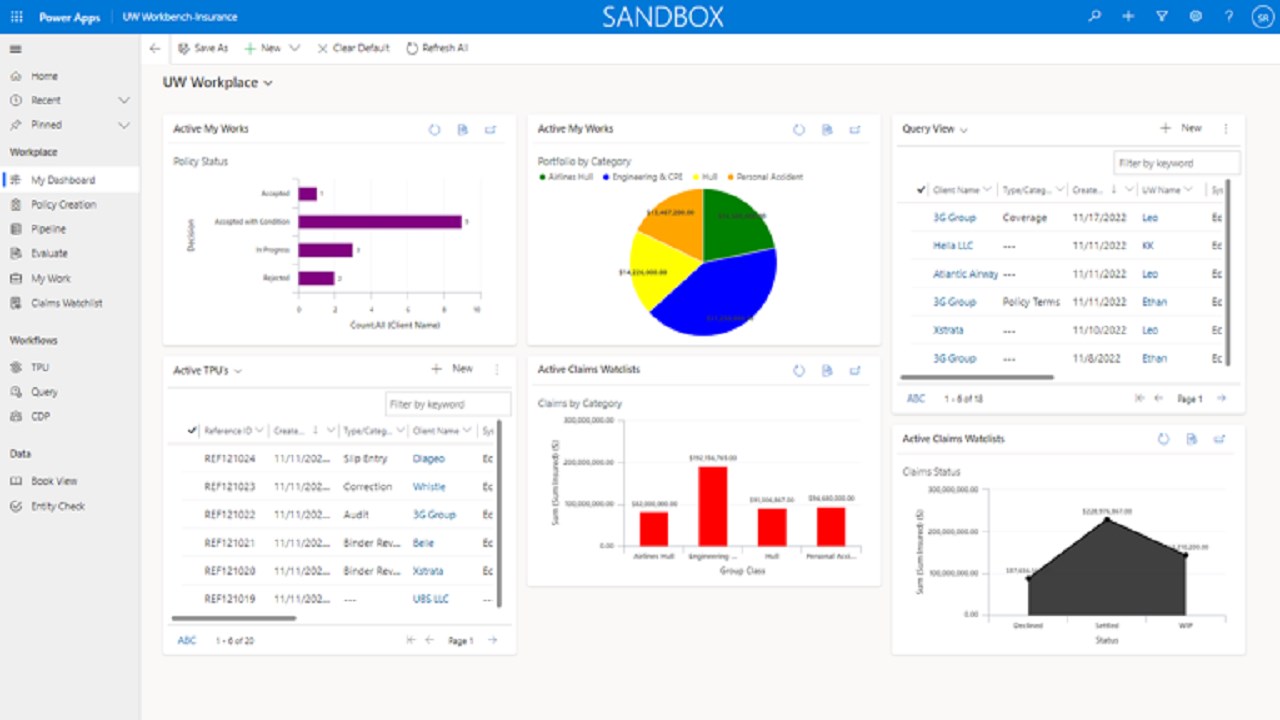 Snapshot 1 of Infosys Underwriting Workbench App
