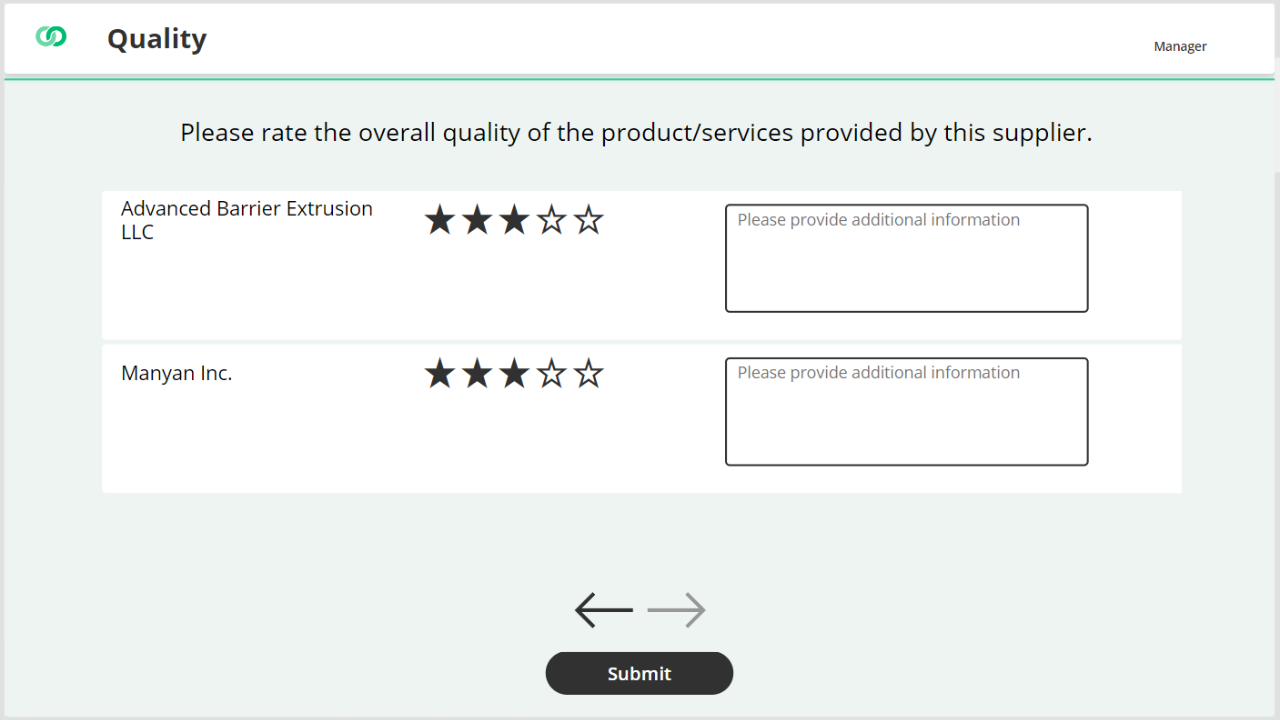 Snapshot 3 of Supplier Performance Survey Solution