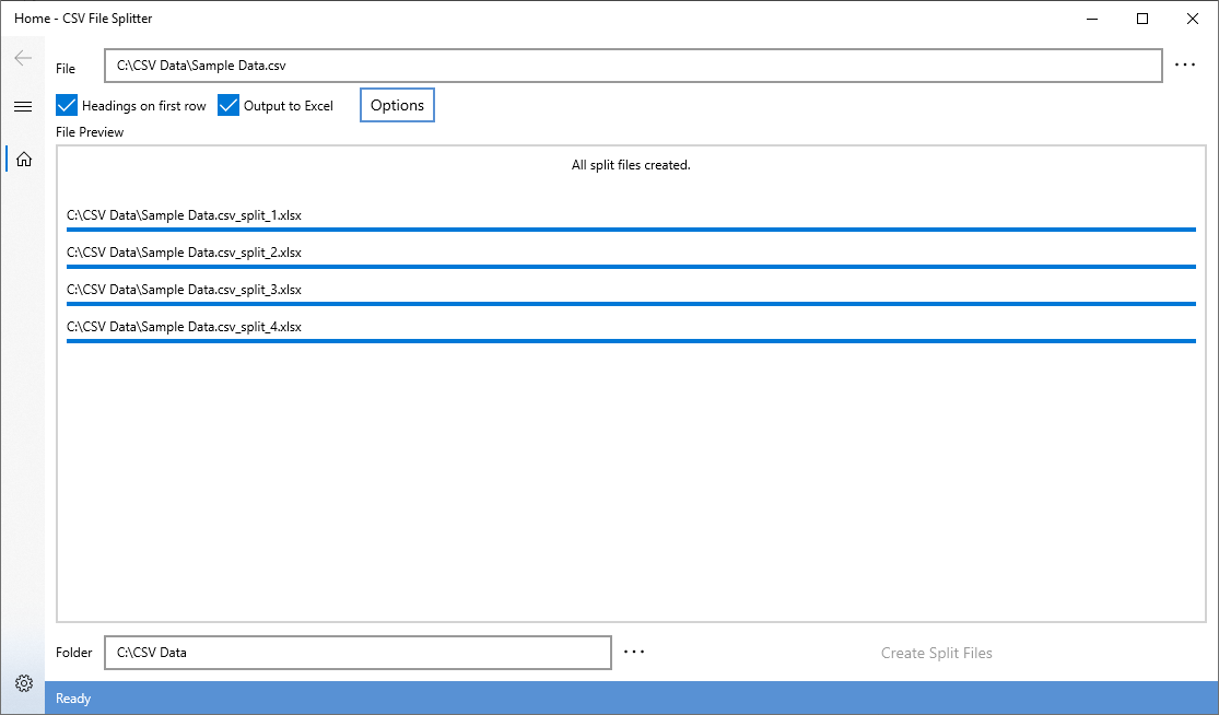 Csv file splitter windows