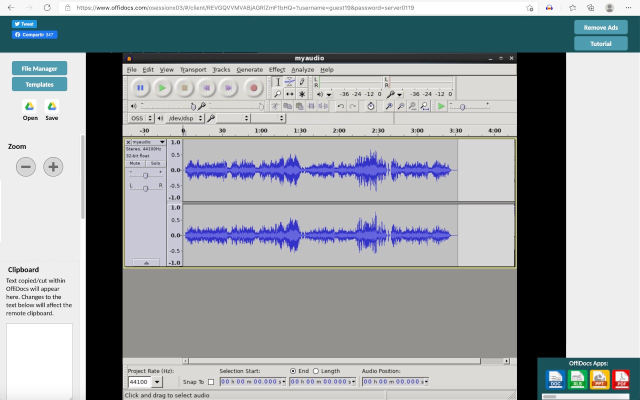 Audio editor online Audacity