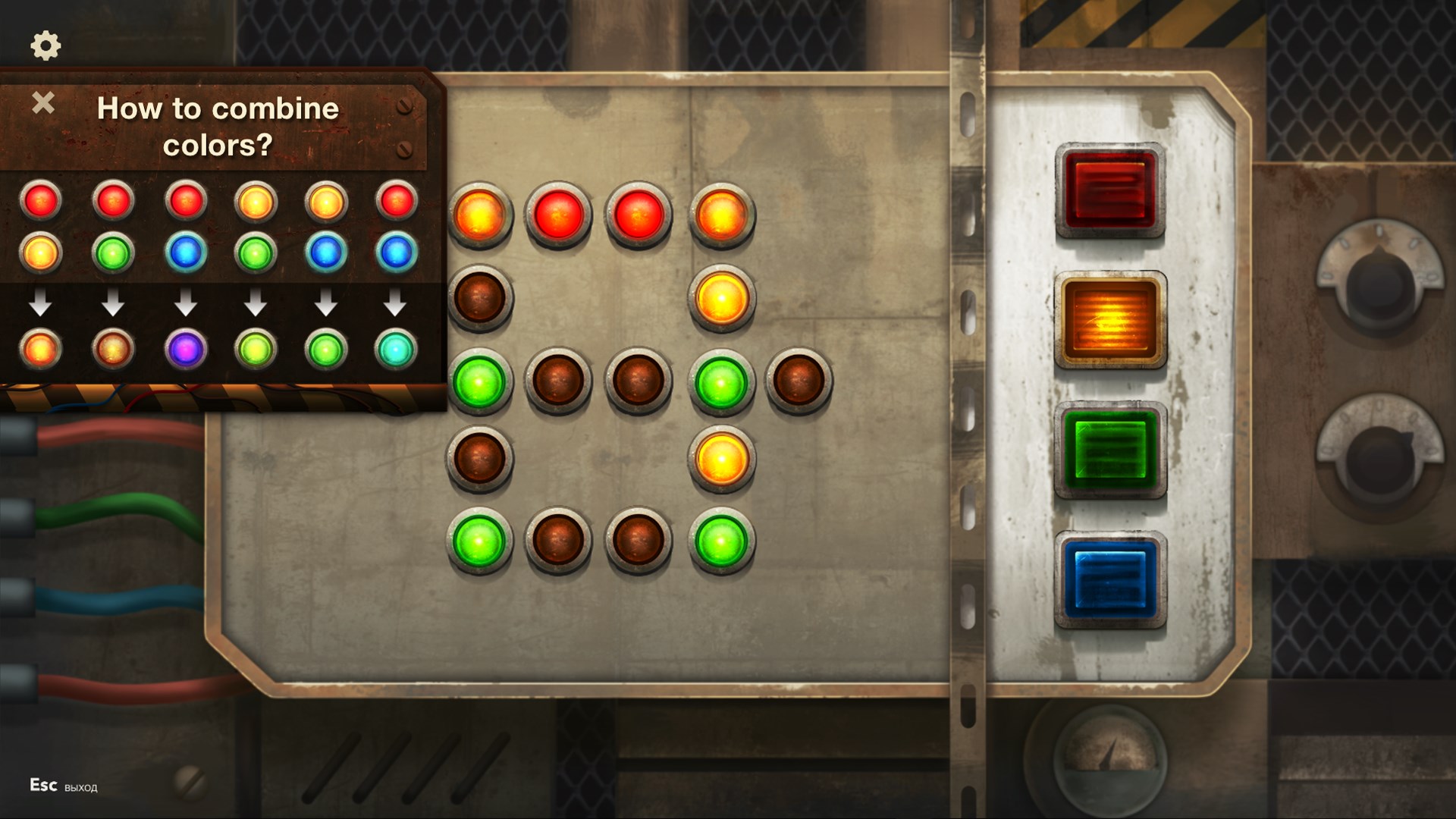 Capture 4 LightOn Colors - Steampunk color puzzle, merge colours challenge, find the right colour windows