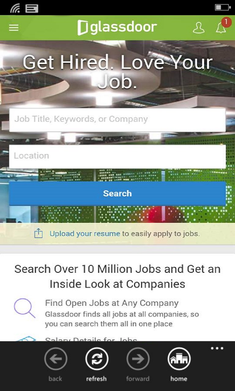Glassdoor Job Search Mobile for Windows 10 Mobile