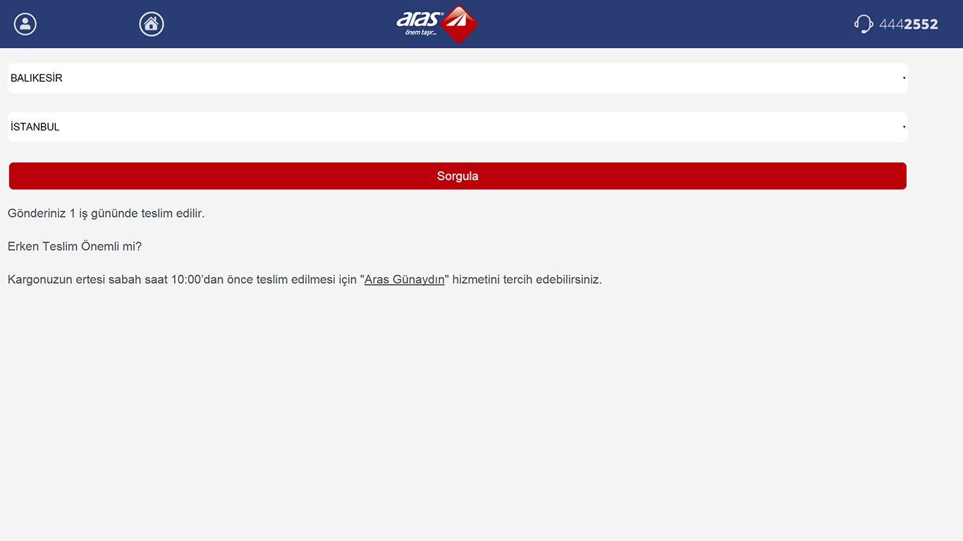 Aras Kargo Mobil Uygulama Screenshot