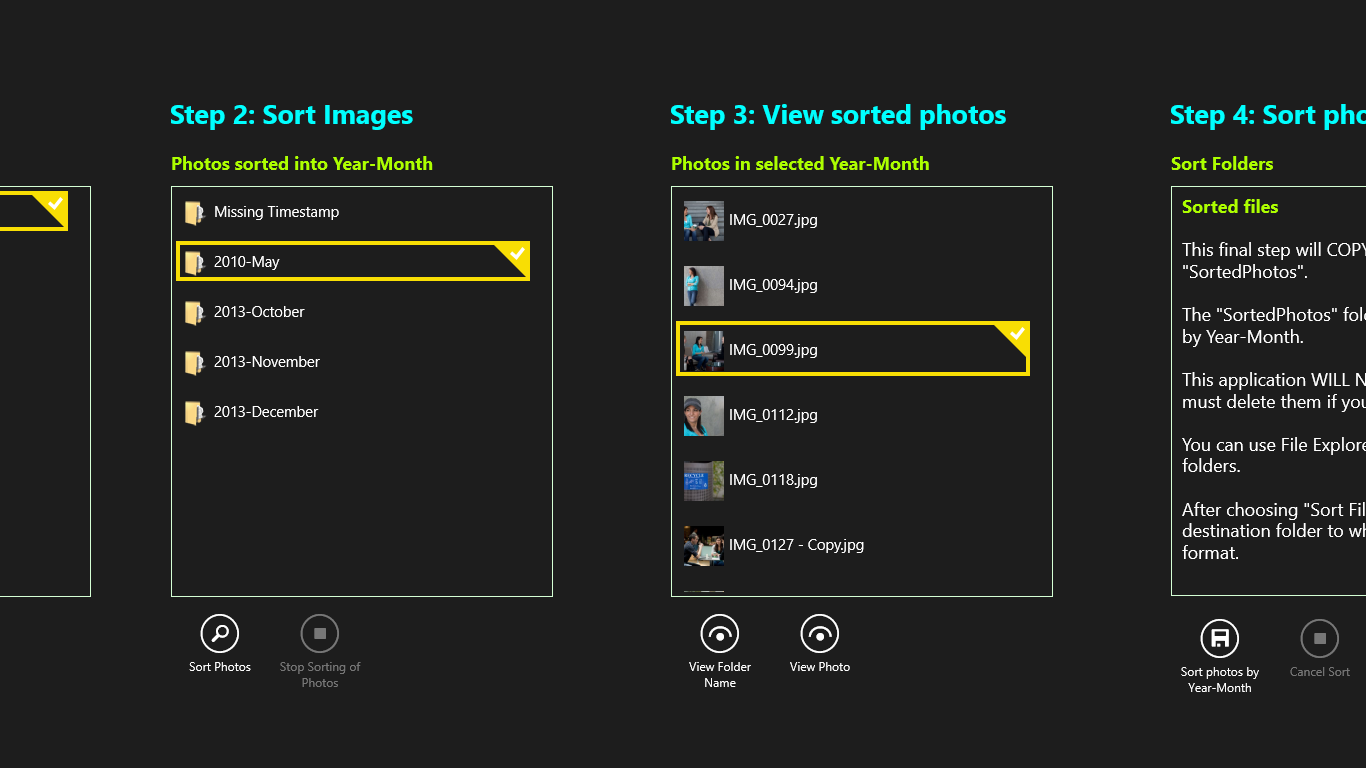 You will be able to browse all the Year-Month folders that contain your photos.