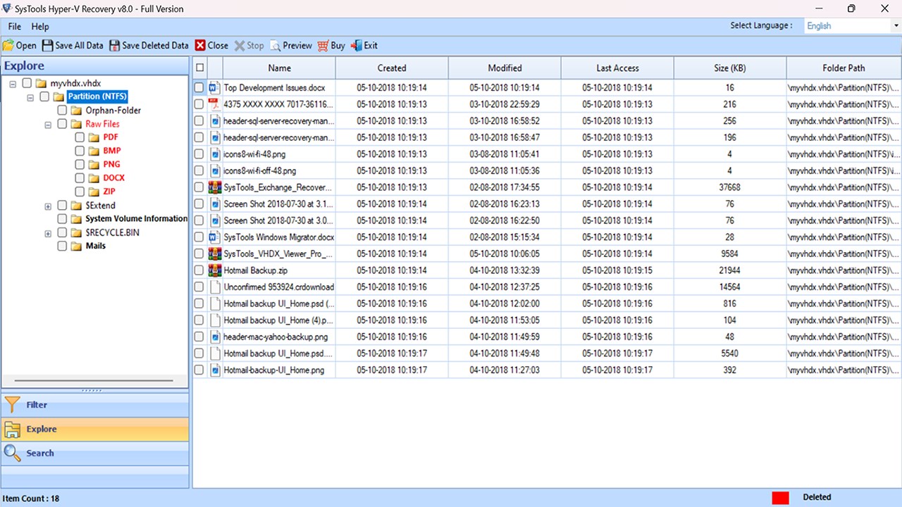 Snapshot 3 of SysTools Hyper-V Data Recovery
