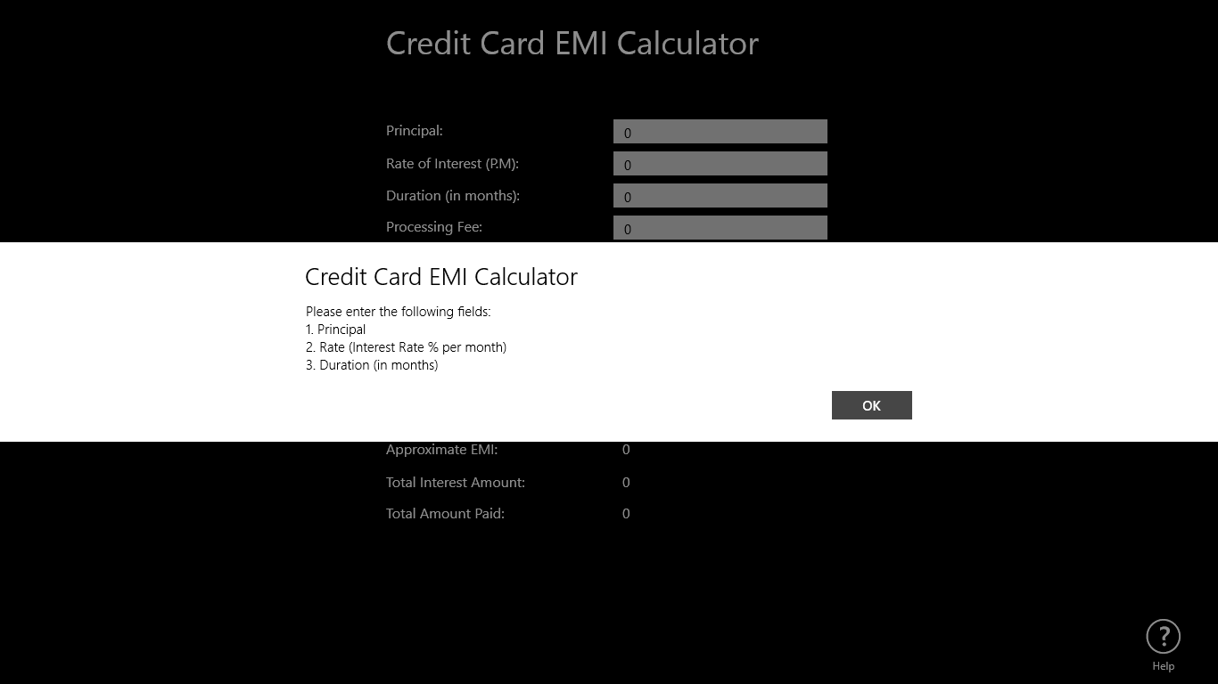 Credit Card EMI Calculator for Windows 10