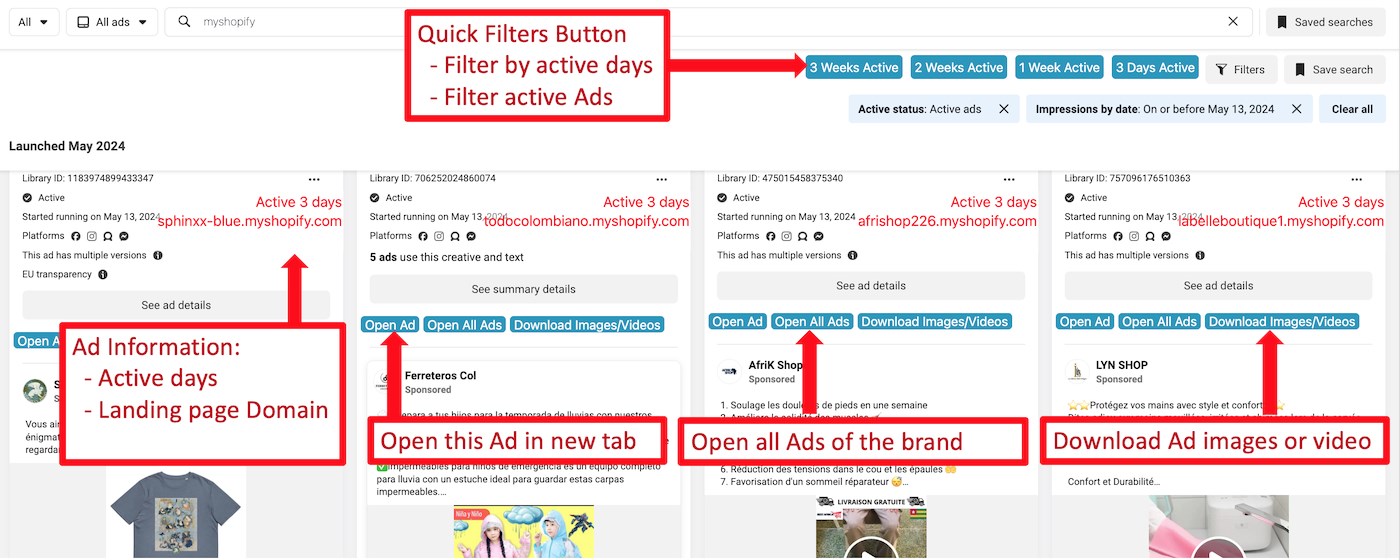 Ad Library Insights for Facebook™ - Filter ADs,Download HD-Videos
