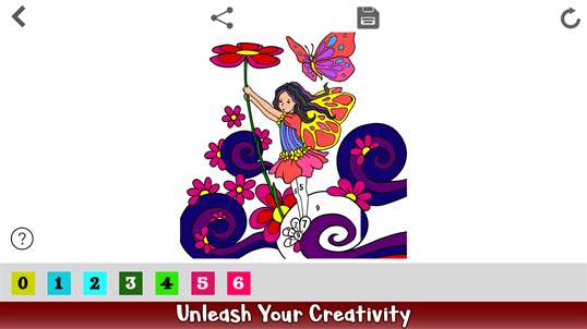 Fairy Color by Number - Girls Coloring Book pages screenshot 1