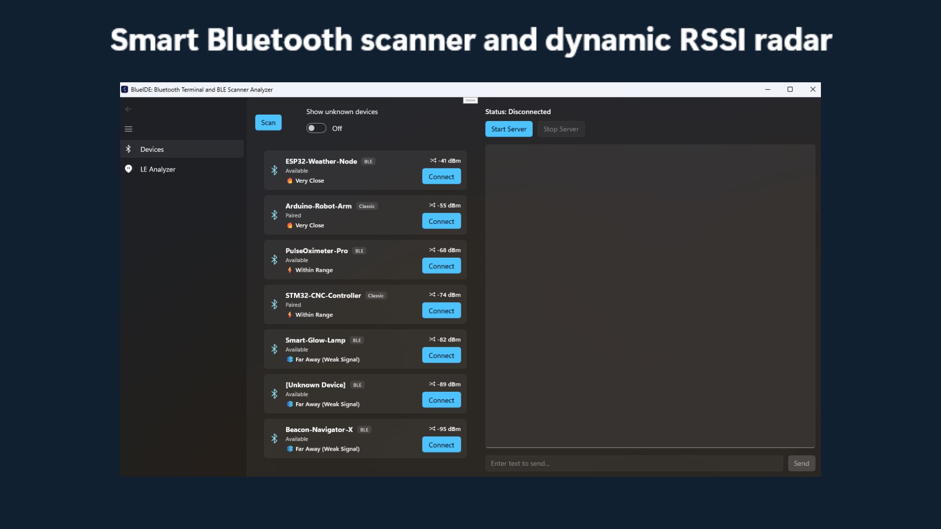 BlueIDE: Bluetooth Terminal and BLE Scanner Analyzer screenshot