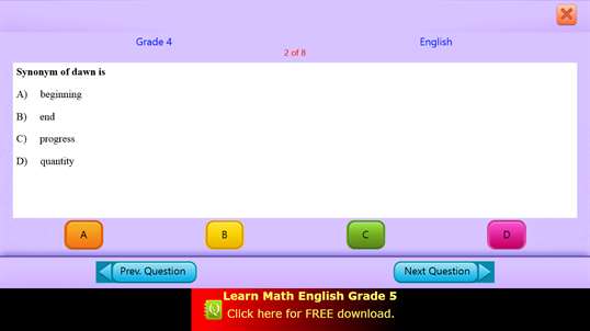 QVprep Lite Math English Grade 4 screenshot 9