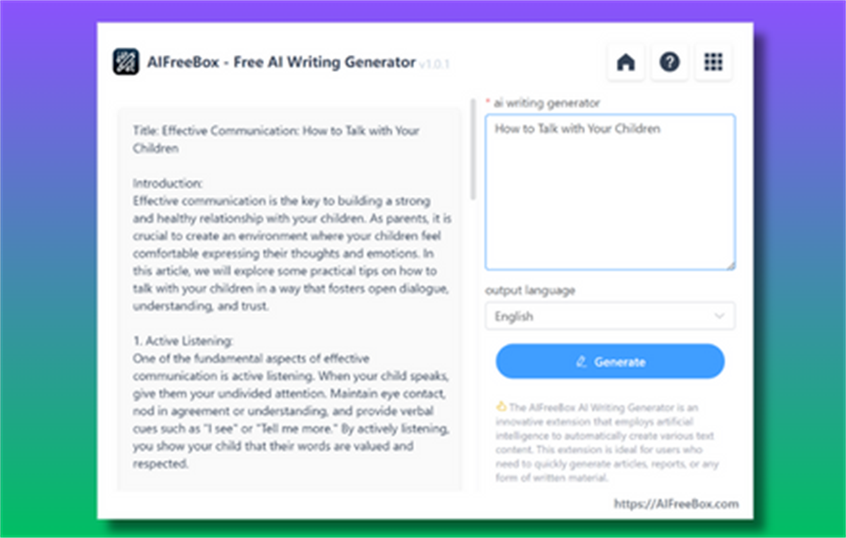 AI Writing Generator: AIFreeBox