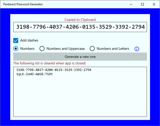 Penteract Password Generator screenshot 2
