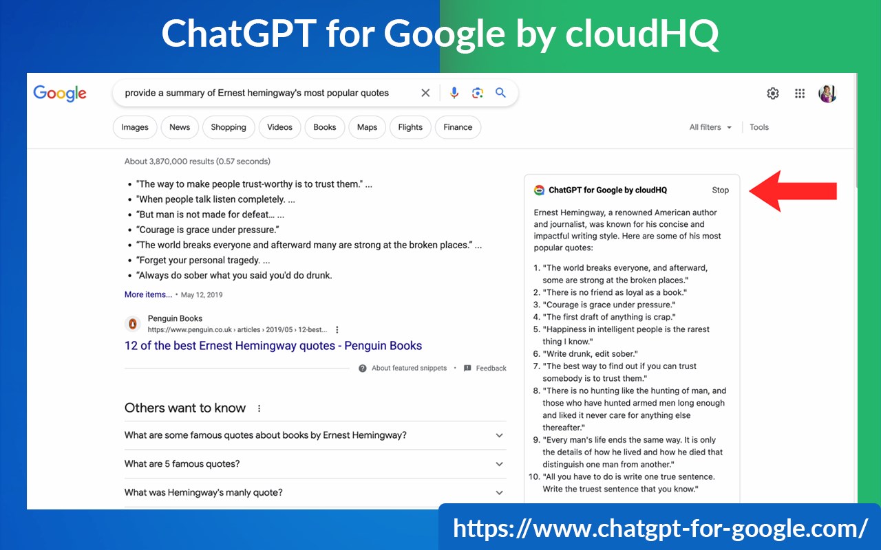 ChatGPT for Google by cloudHQ