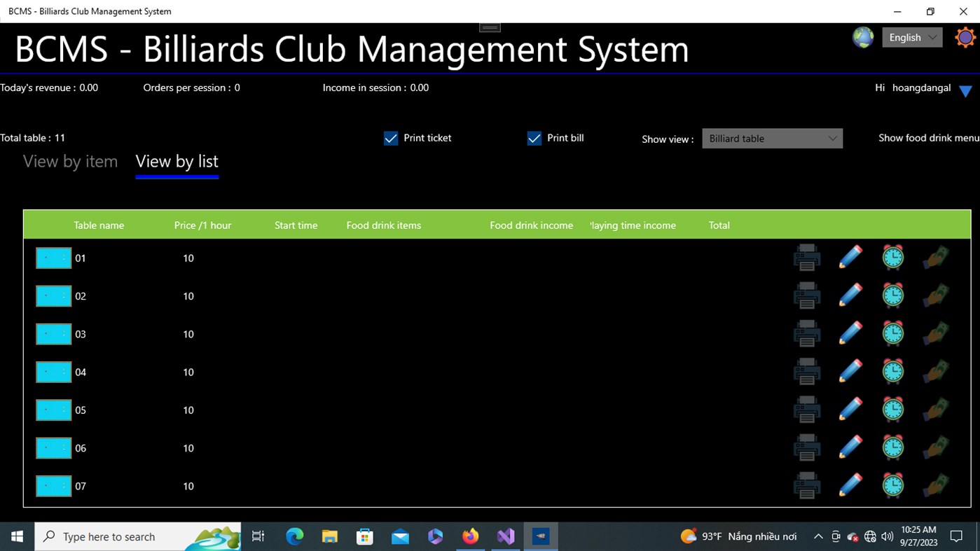 #3. BCMS - Billiards Club Management System (Windows) โดย: hoangdangal